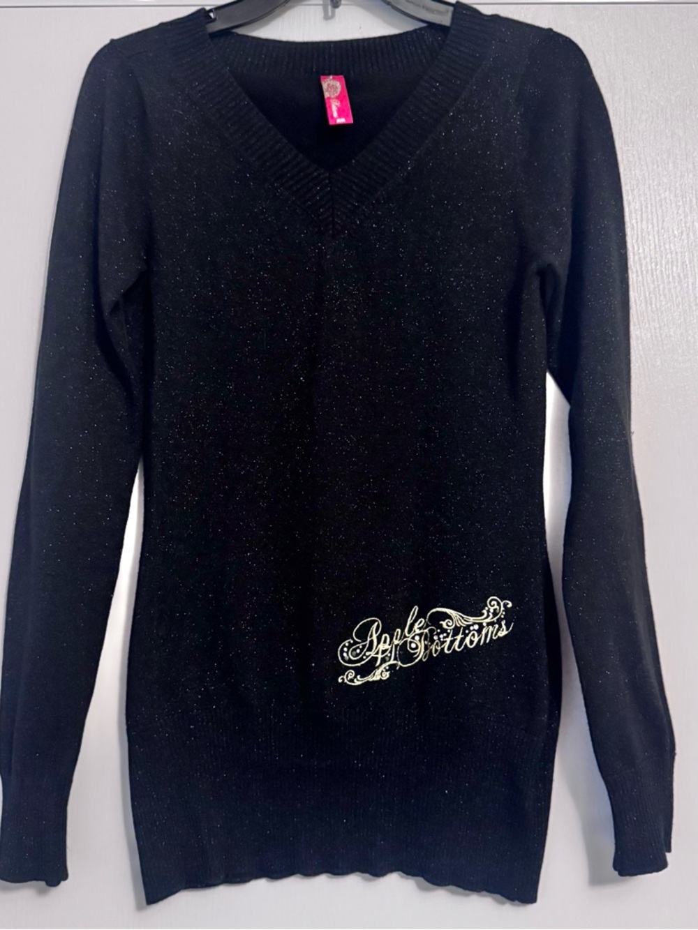 Apple Bottoms Red and Gold Woven Logo Tag authentic Y2K sparkle sweater dress